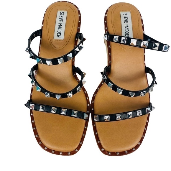 𝅺STEVE Madden Rock Stud Wedge Espadrille Size 7 - Picture 1 of 8